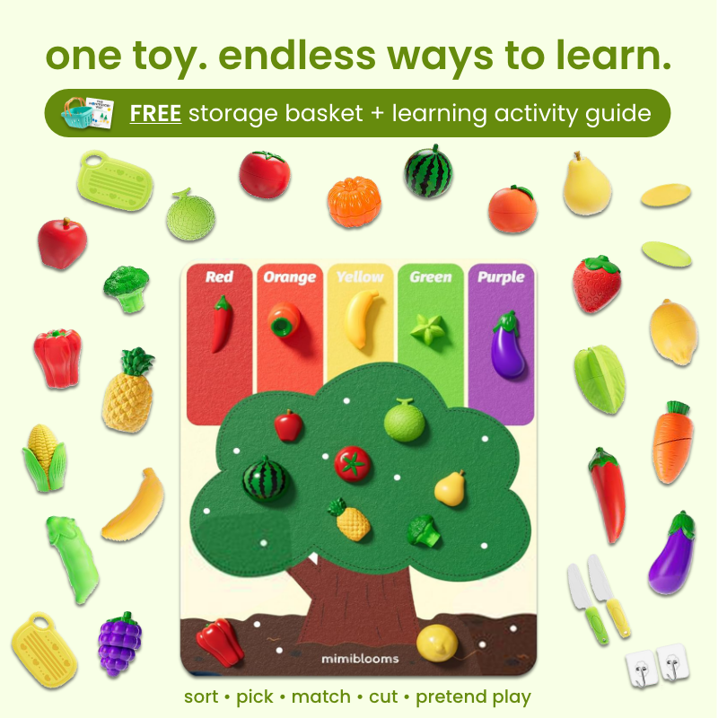 play food set - cutting fruits & felt tree