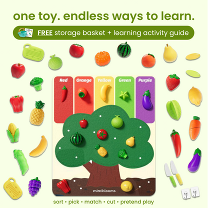 play food set - cutting fruits & felt tree