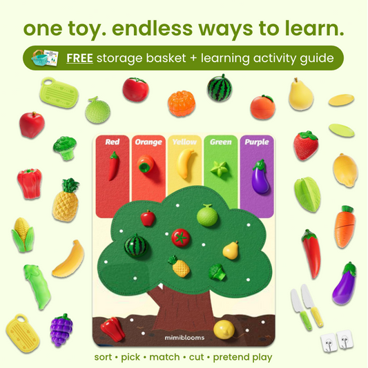 play food set - cutting fruits & felt tree