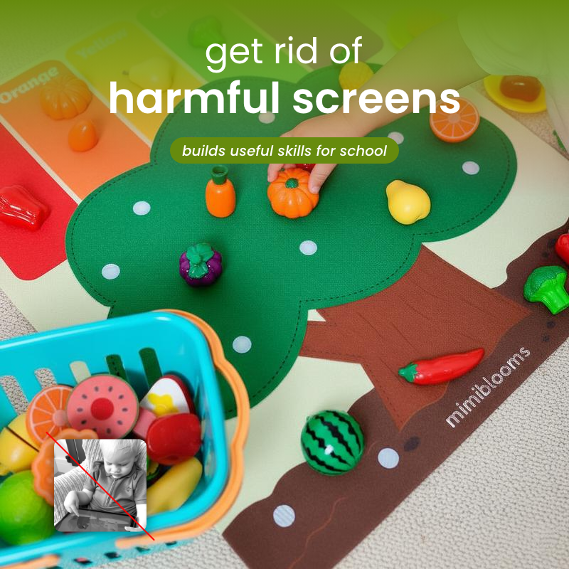 play food set - cutting fruits & felt tree