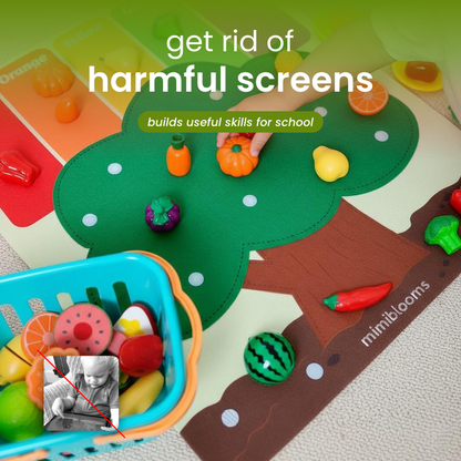 play food set - cutting fruits & felt tree