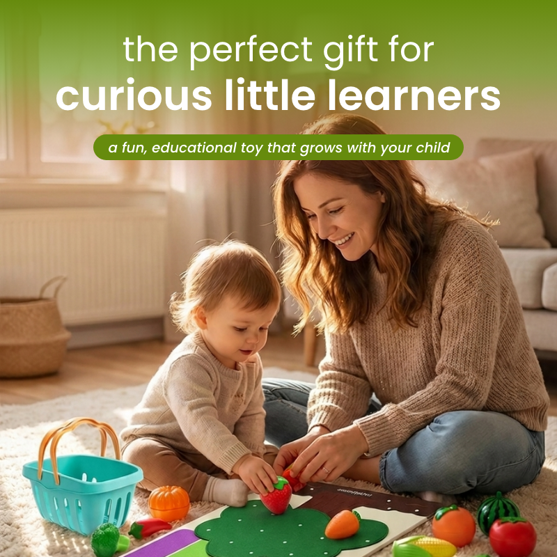 play food set - cutting fruits & felt tree